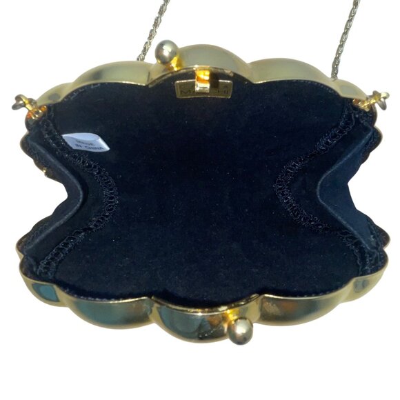 Carla Marchi Women’s Gold Metal Shell & Black Lining Convertible Crossbody Bag - Picture 6 of 12